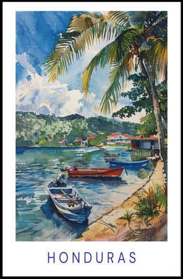 Honduras Coastal Serenity Watercolor Travel Poster PosterGoat