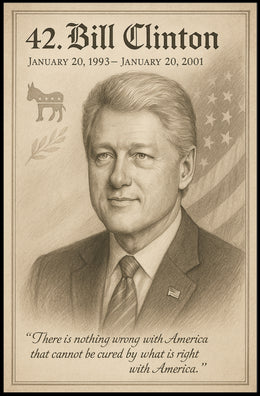 Bill Clinton 42nd President Sketch Poster Art Print PosterGoat