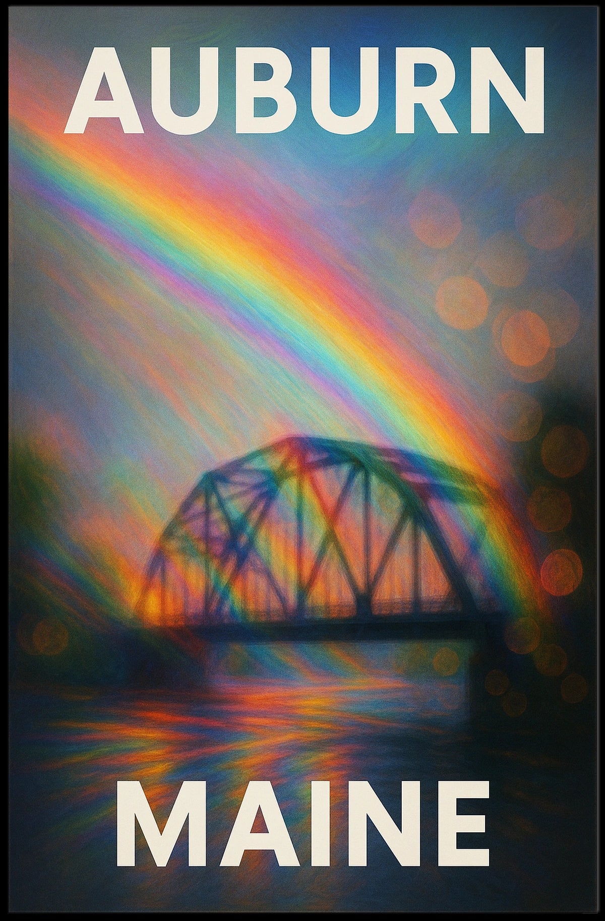 Auburn Maine Rainbow Bridge Photography Wanderlust Poster