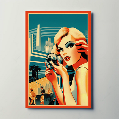 Glamorous Retro Woman With Camera Travel Poster