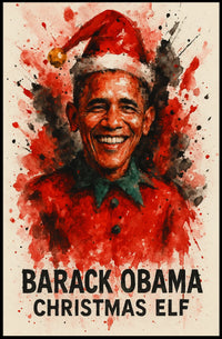 Barack Obama Christmas Elf Watercolor Presidential Poster