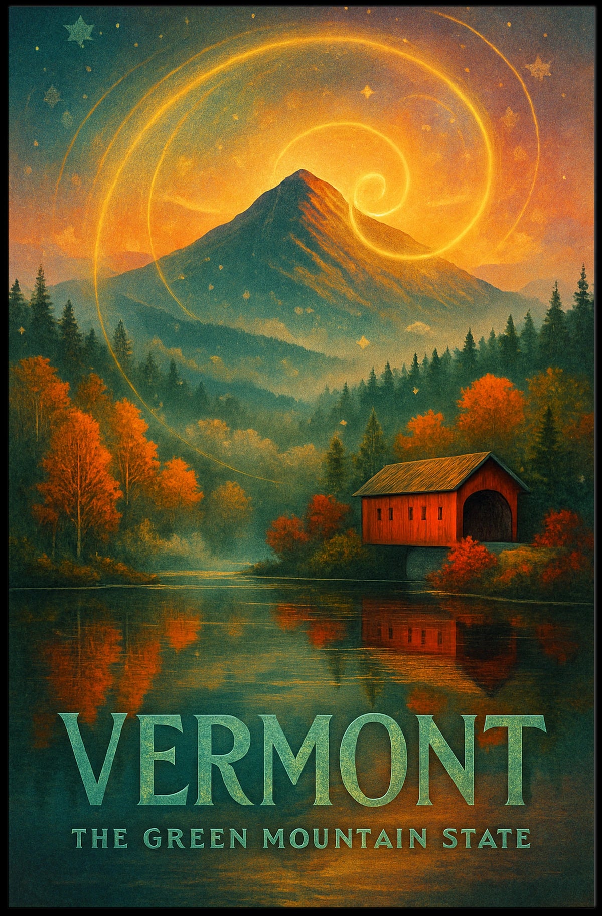Vermont Landscape Autumn Foliage Mountain Poster