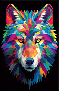 Vibrant Geometric Wolf Poster PosterGoat