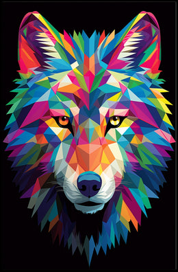 Vibrant Geometric Wolf Poster PosterGoat