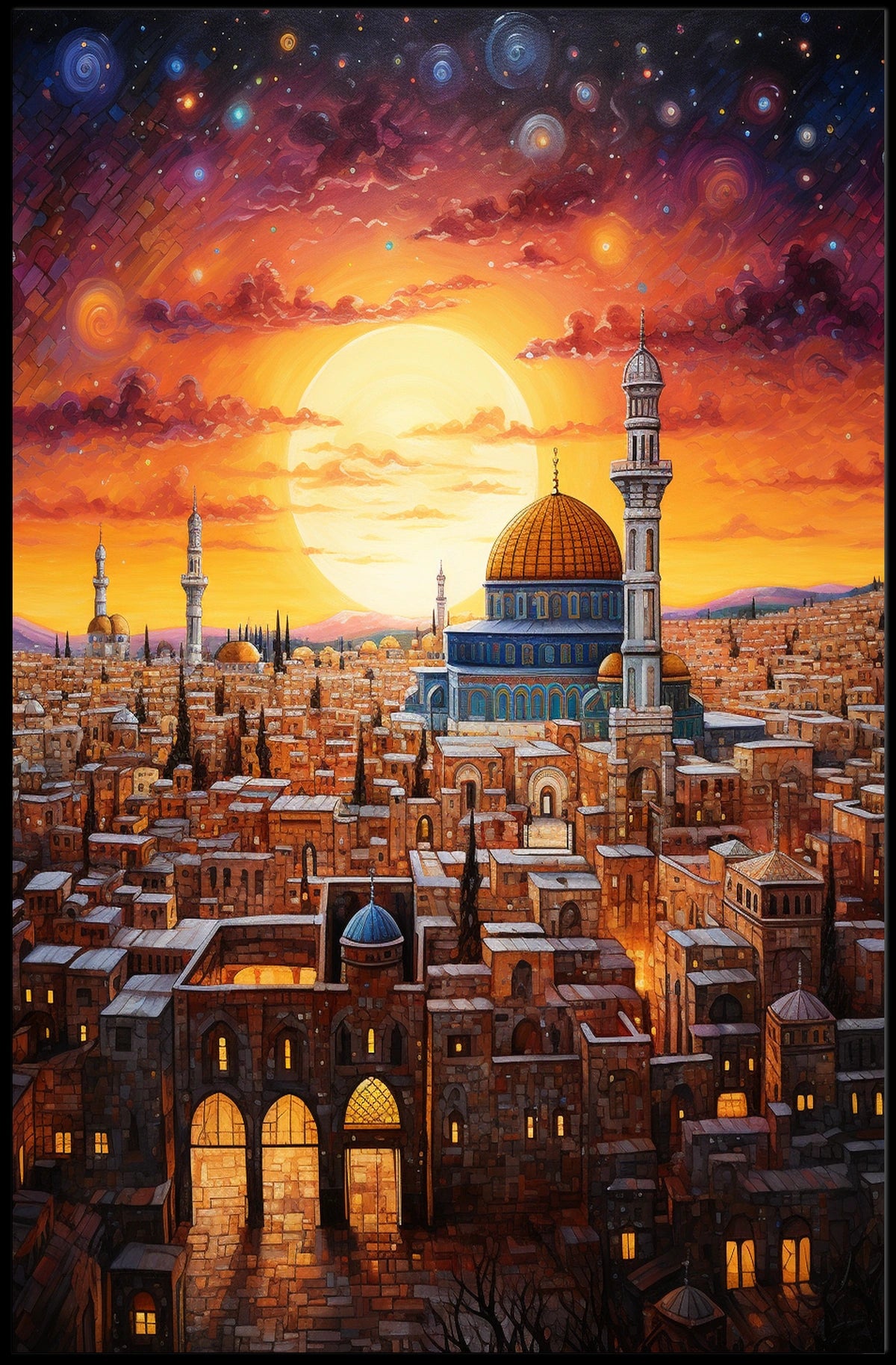 Historic Jerusalem Cityscape Middle Eastern Cultural Heritage Poster