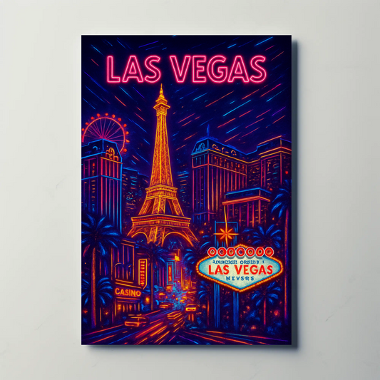 Las Vegas Neon Night Lights Travel Poster