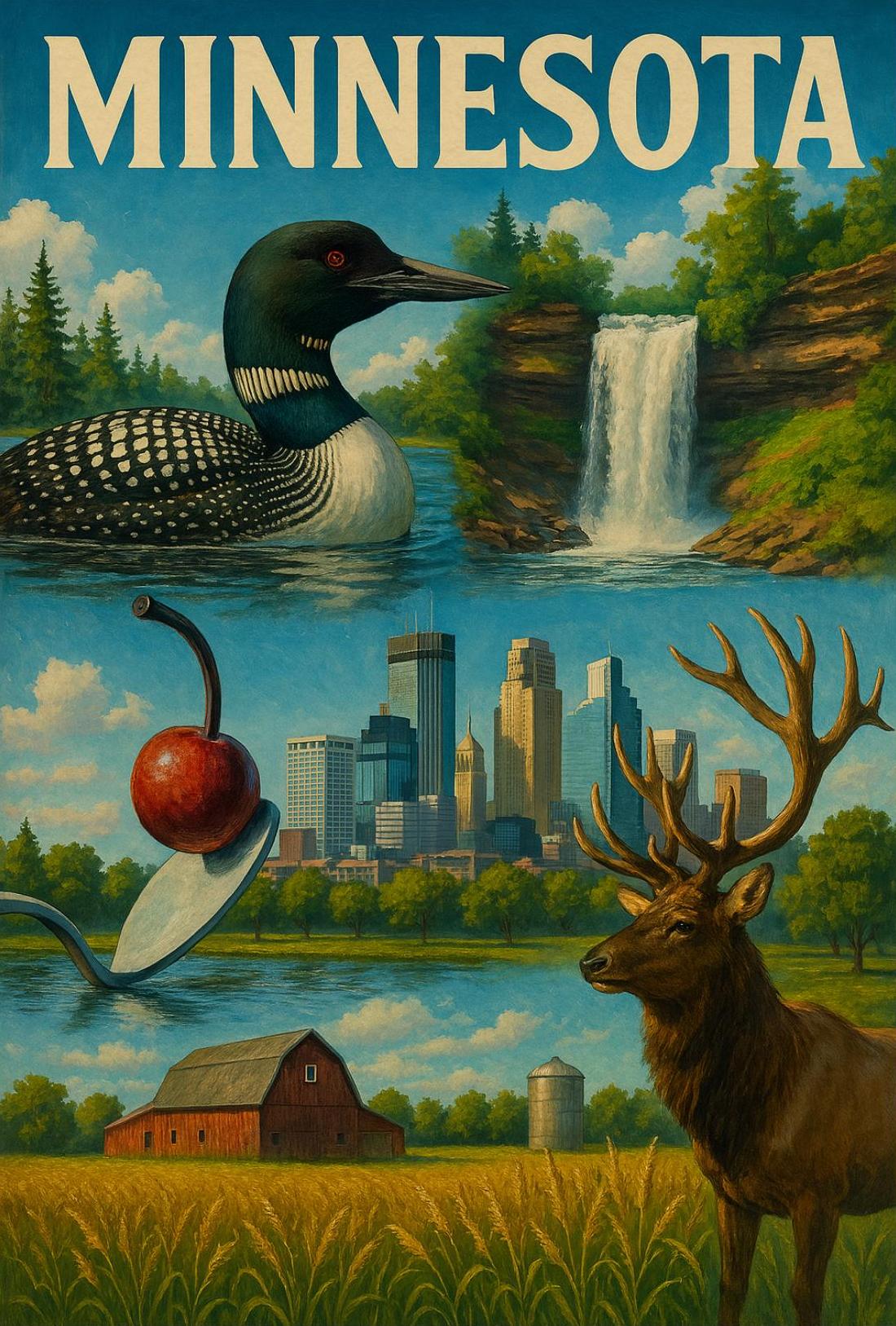 Minnesota Diversity Landmarks Culture Heritage Travel Poster