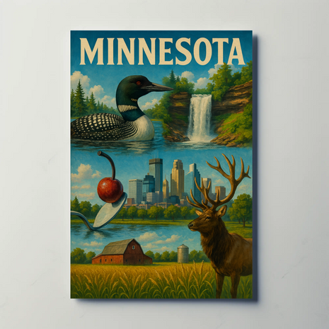 Minnesota Diversity Landmarks Culture Heritage Travel Poster