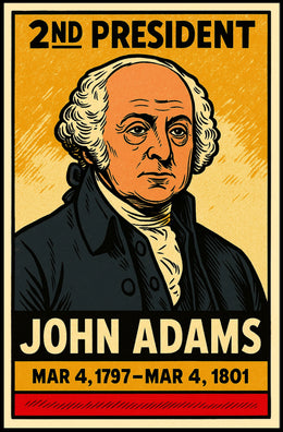John Adams 2nd President of the United States Inked Comic Style Poster