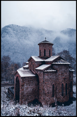 Winter Serenity At A Stone Chapel Poster