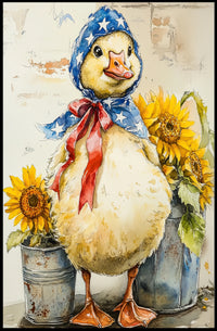 Chubby Goose In Star Spangled Bonnet Artwork Poster
