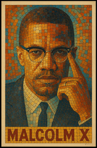 Malcolm X Mosaic Portrait Poster