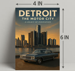Detroit The Motor City Vintage Poster Print PosterGoat