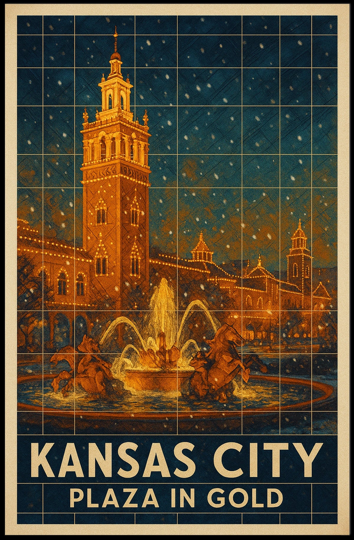 Kansas City Plaza In Gold Poster