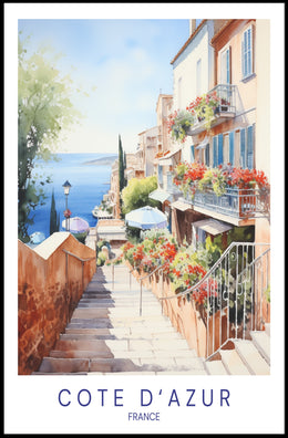Côte d'Azur Watercolor Scenic Travel Poster PosterGoat