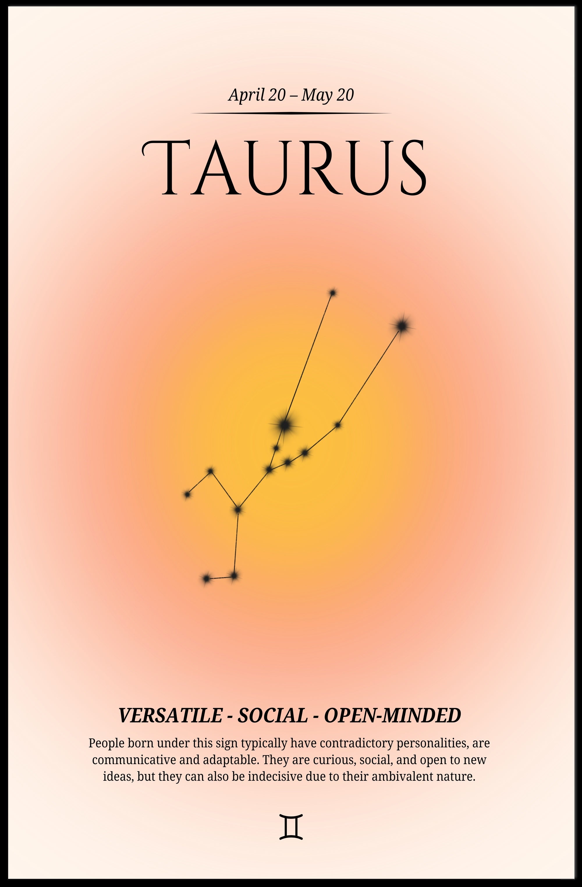Taurus Constellation Zodiac Sign Poster - Astronomy Poster PosterGoat
