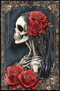 Skeleton with Roses Day of the Dead Heritage Poster
