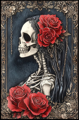 Skeleton with Roses Day of the Dead Heritage Poster