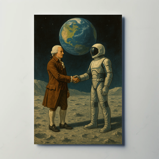 George Washington Meets Astronaut Vintage Poster