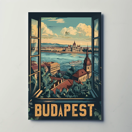 Budapest Window View Travel Poster