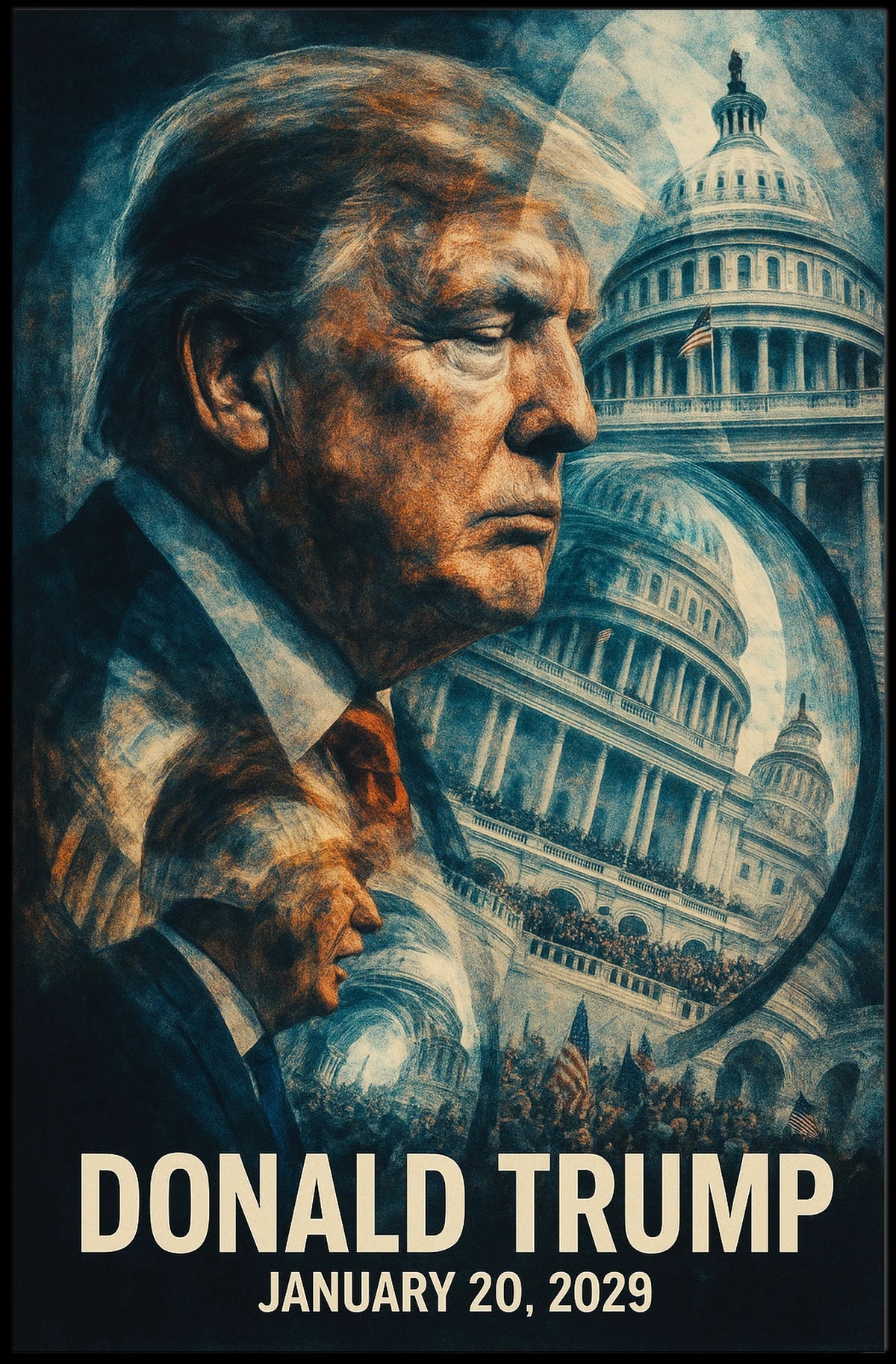 Donald Trump 47th President of the United States Double Exposure Poster