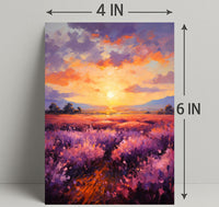 Sunset Over Lavender Fields Poster