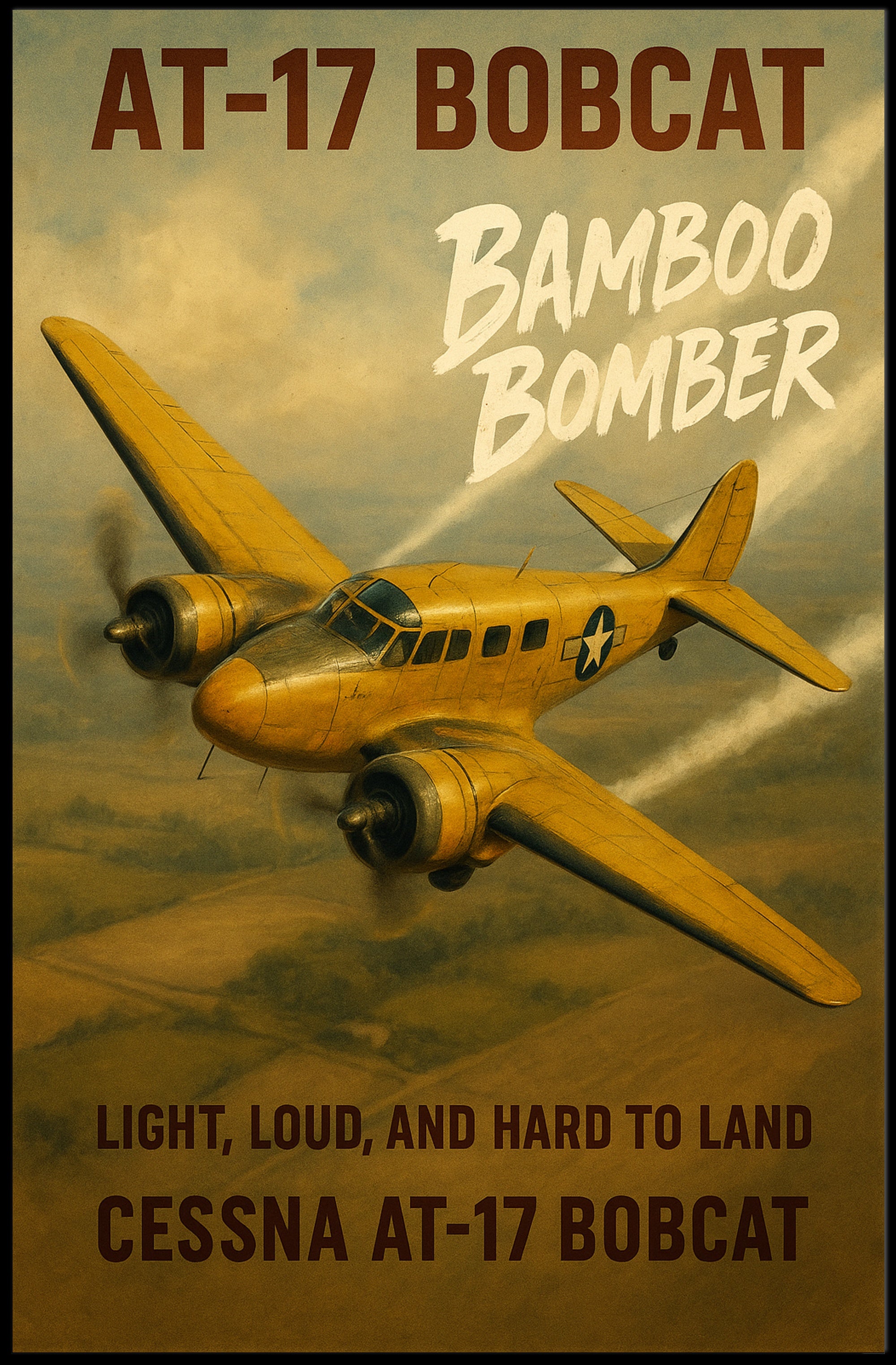 AT-17 Bobcat Aircraft in Flight WWII Poster
