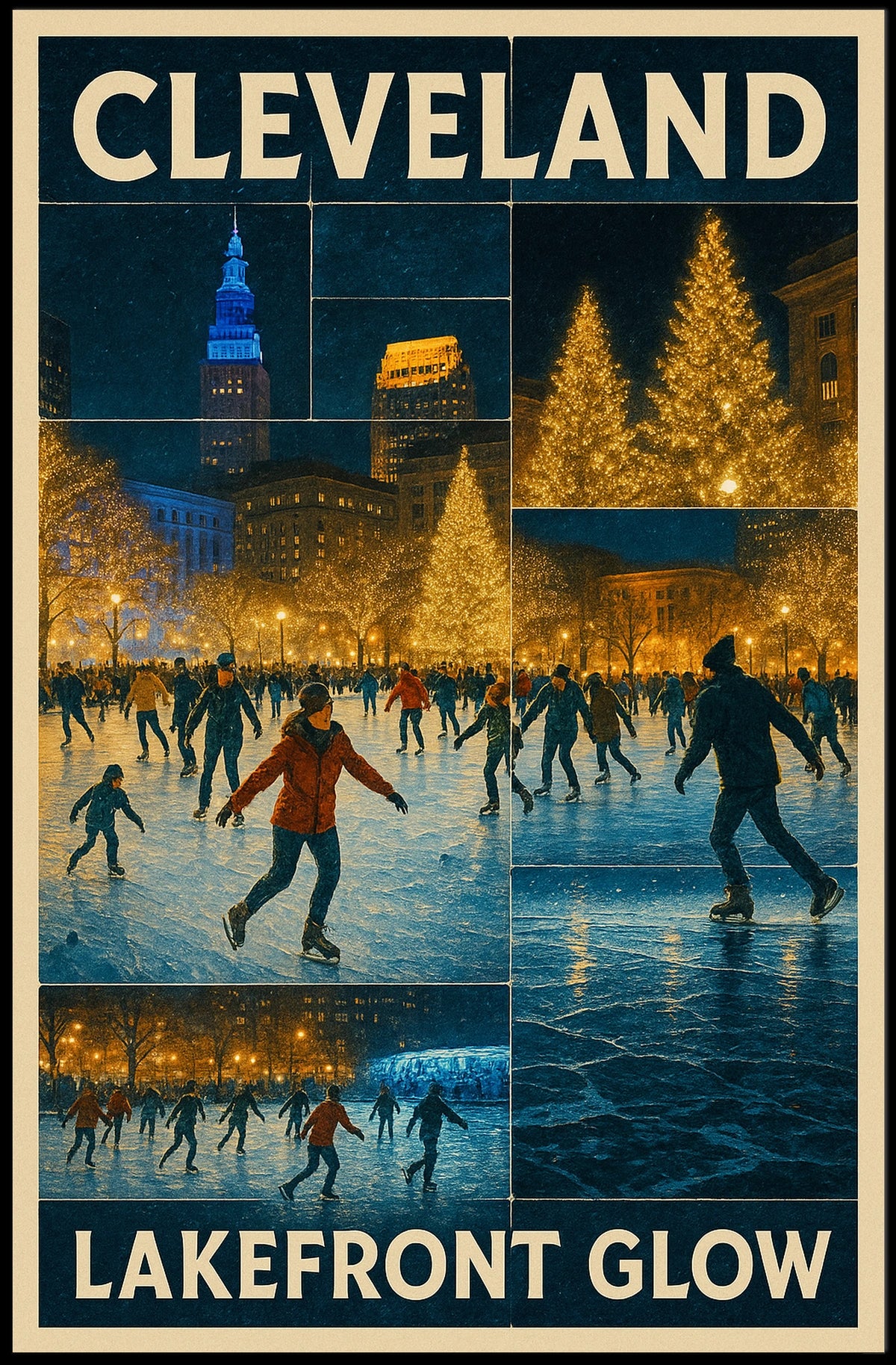Cleveland Lakefront Glow Poster