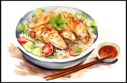 Culinary Delight – Chicken Rice Illustration Poster