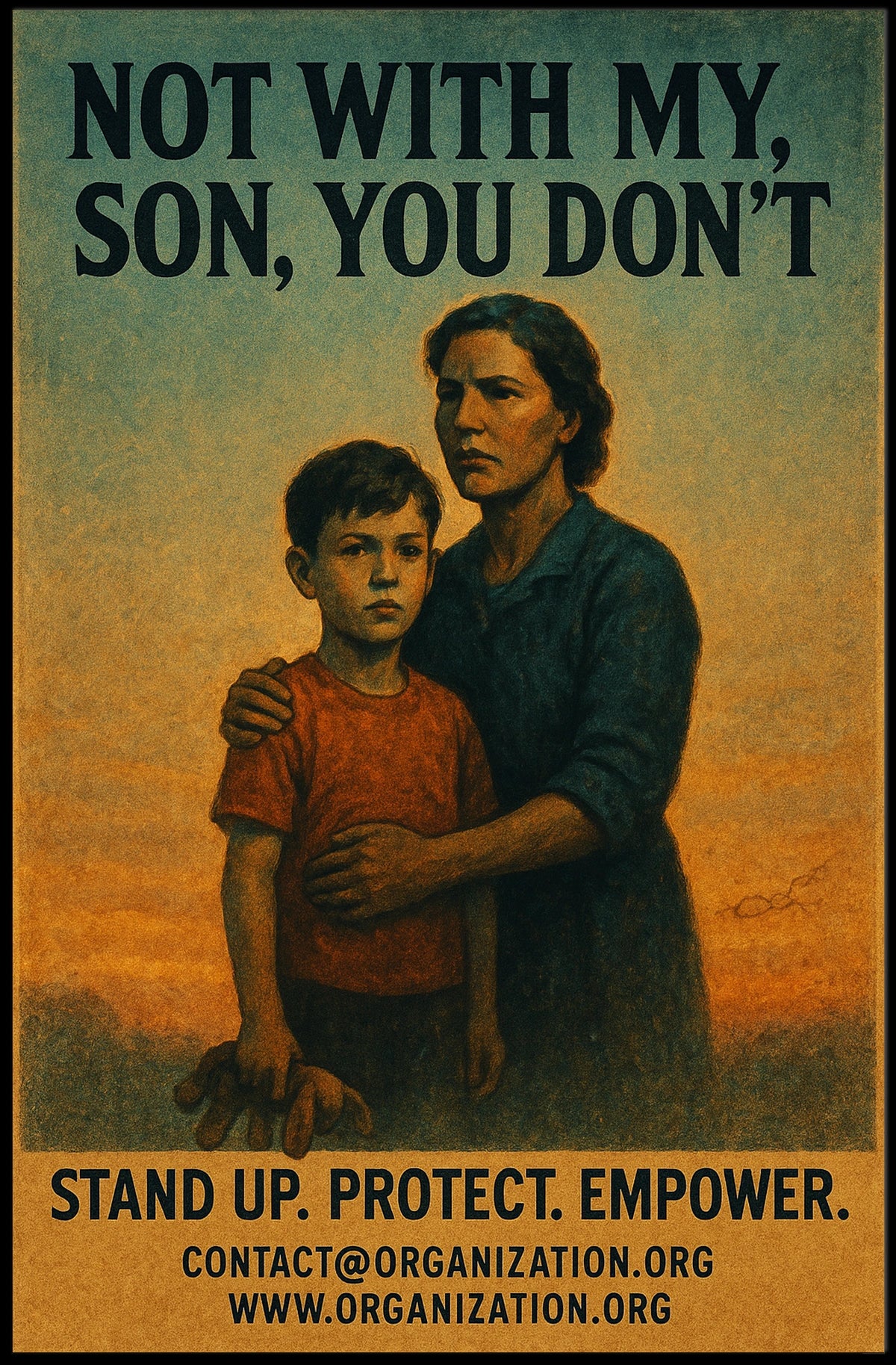 Empowerment Vintage Poster: Mother and Son Bond