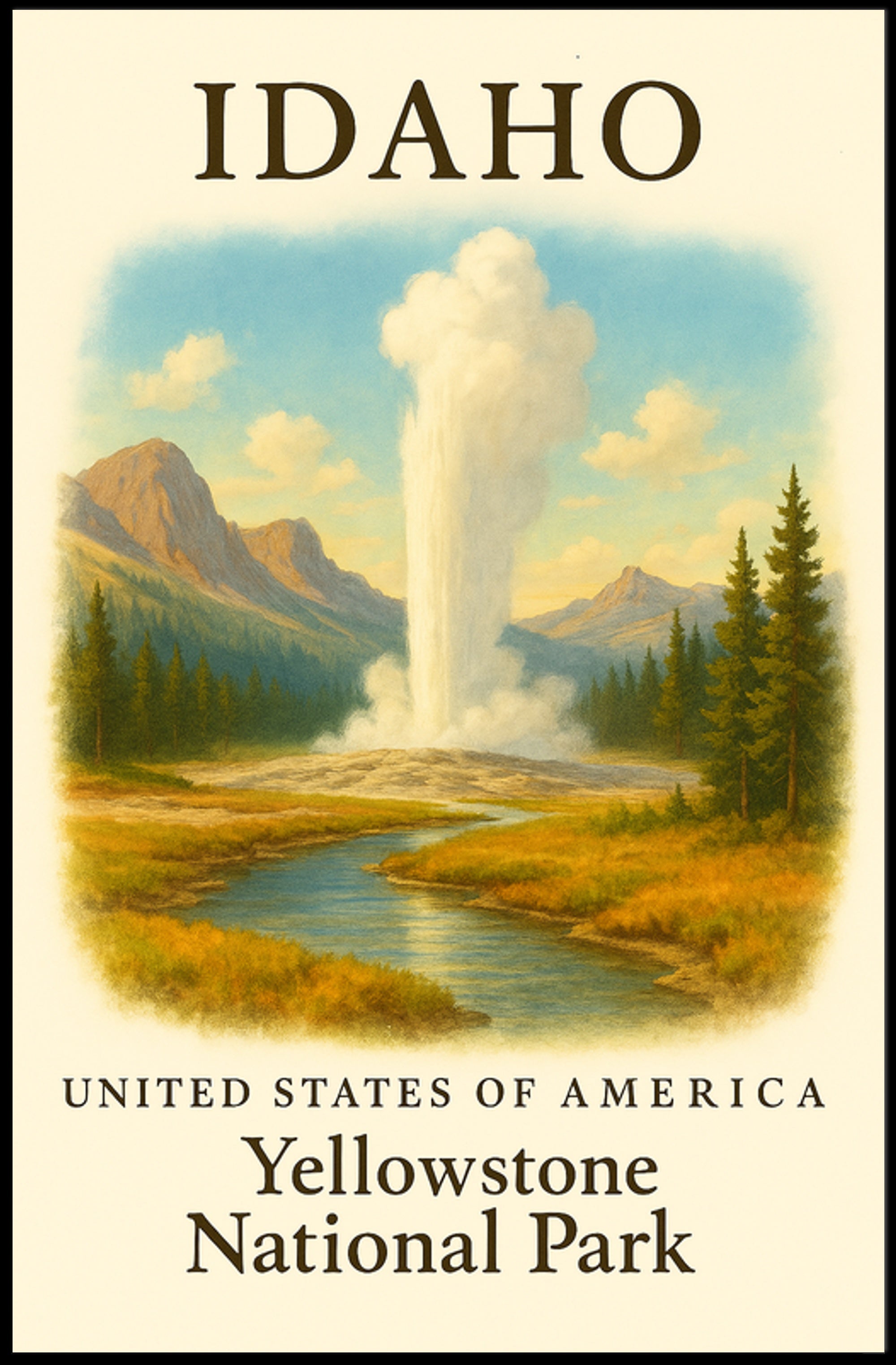 Yellowstone National Park Scenic Poster Idaho Print