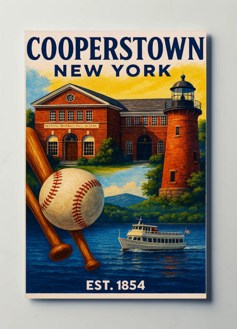 Cooperstown Baseball Hall Of Fame Travel Poster