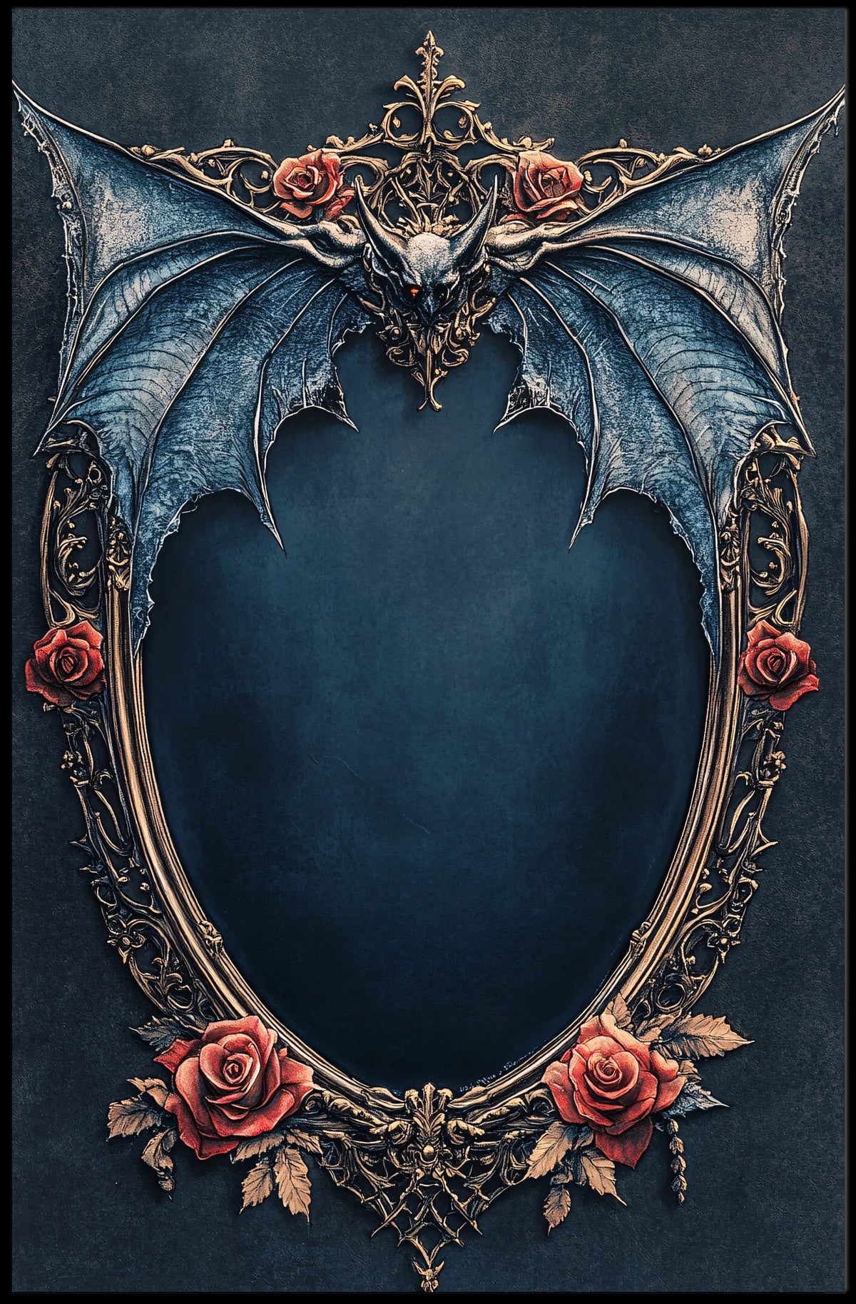 Gothic Bat and Roses Artistic Scenic Poster