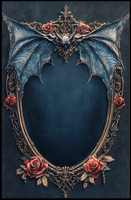 Gothic Bat and Roses Artistic Scenic Poster