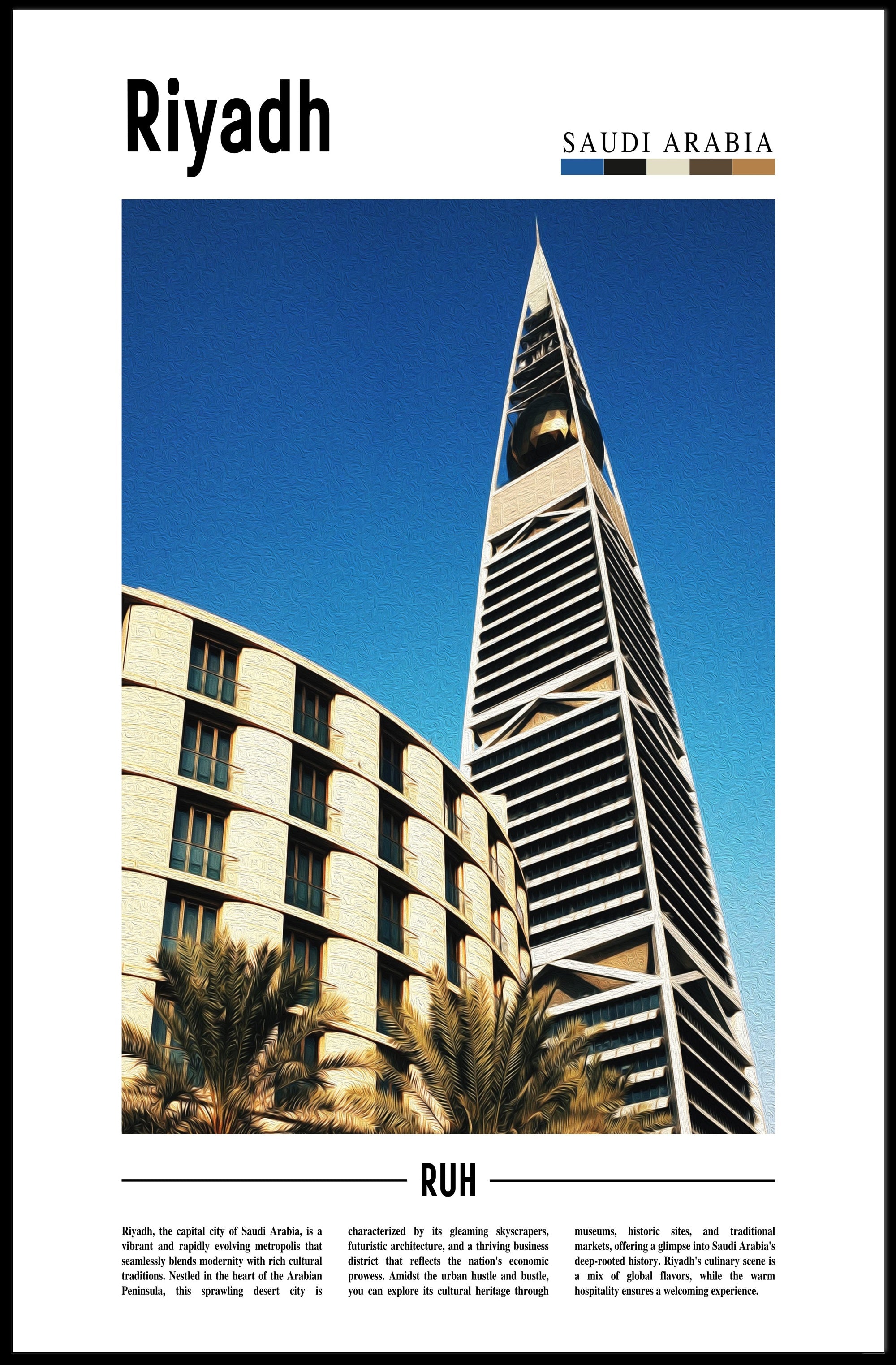 Riyadh Architectural Marvel Urban Cityscape Poster PosterGoat