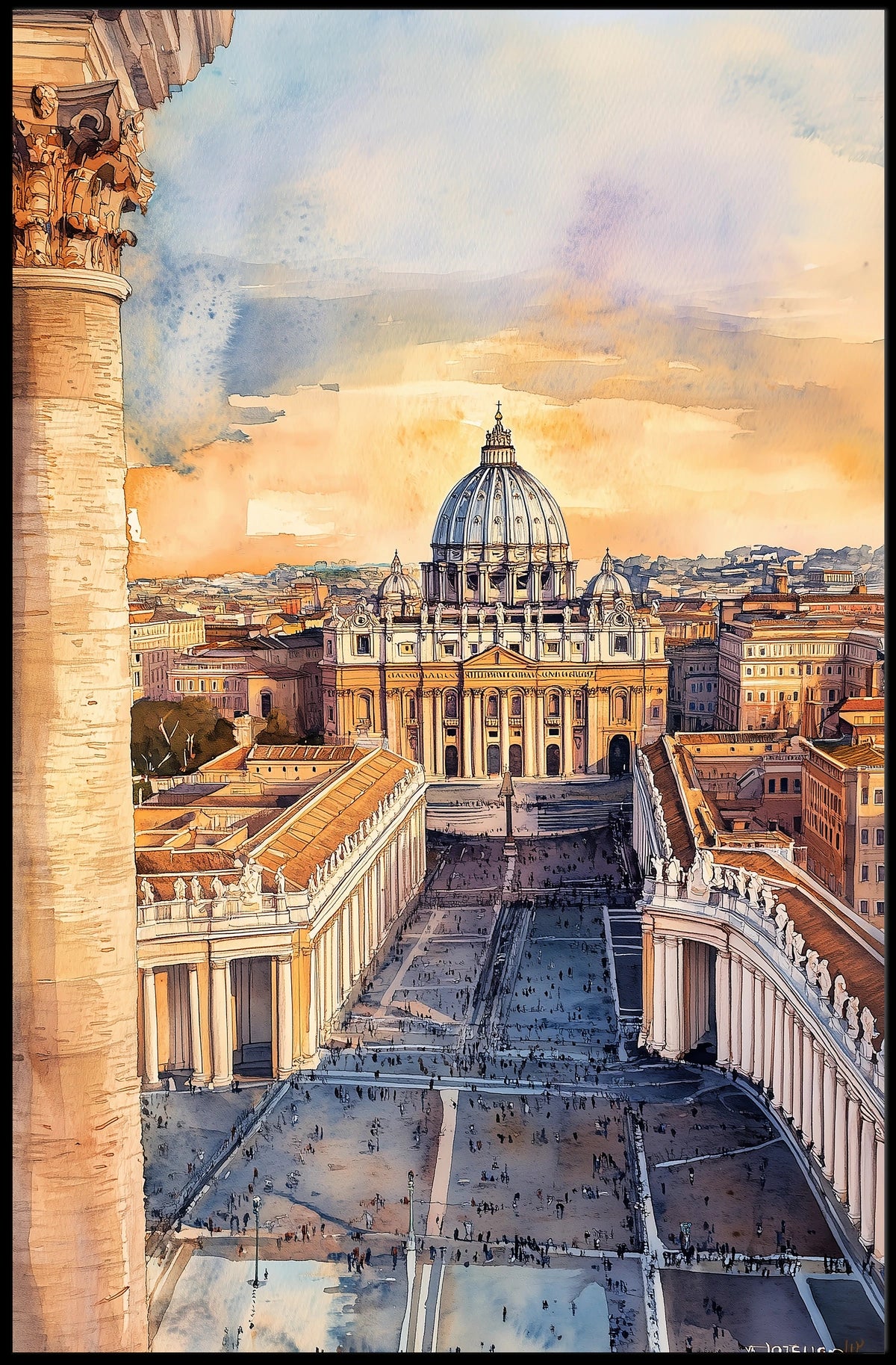 Vatican City St Peters Basilica View From Square Poster