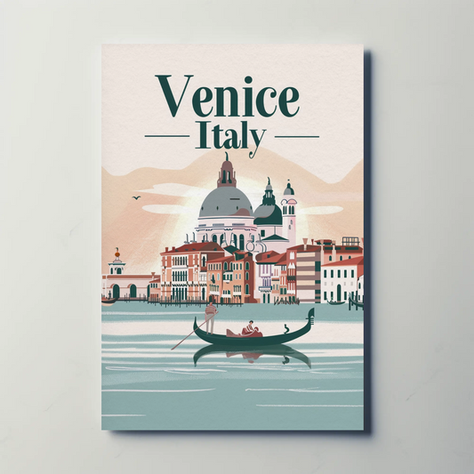 Venice Gondolas Italy Romantic Grand Canal Travel Poster