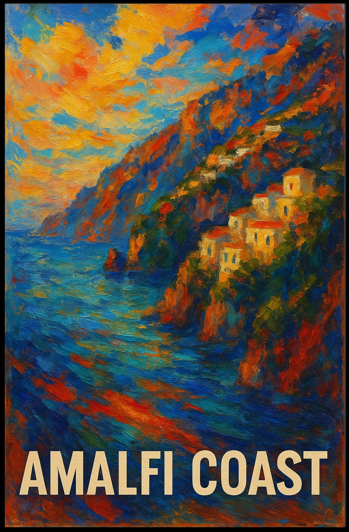 Amalfi Coast Poster Wall Art Scenic Seaside Premium Print