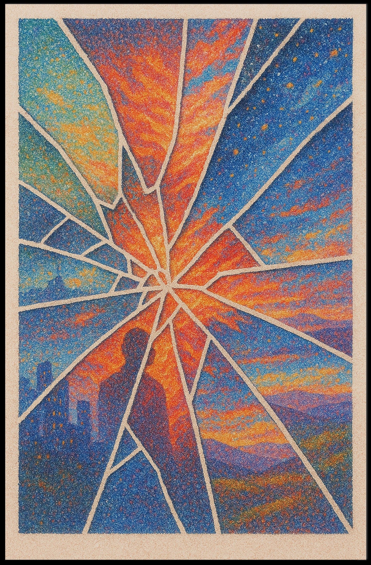 Surreal Sunset Glass Shards Abstract or Artistic Poster