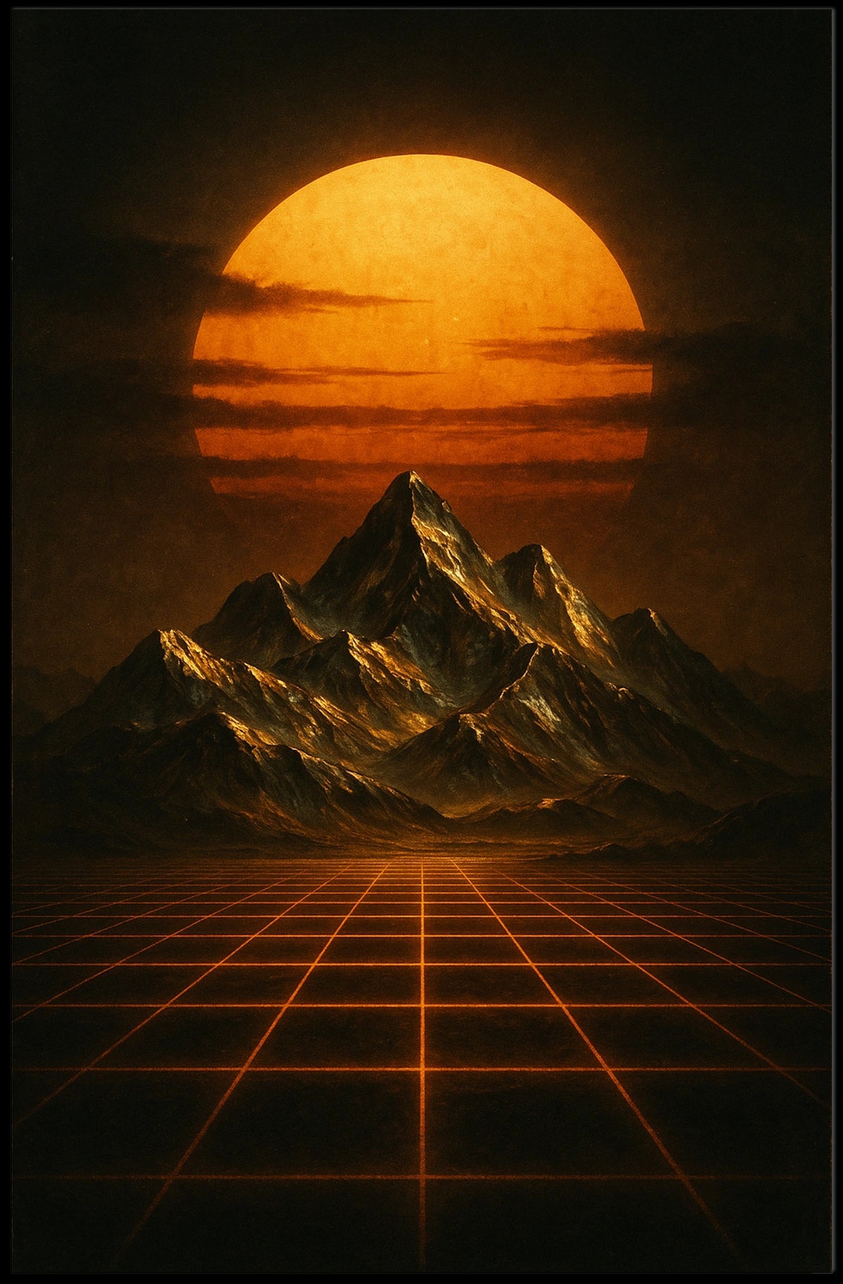 Surreal Landscape with Retrofuturistic Elements, Futuristic Sci-Fi Poster