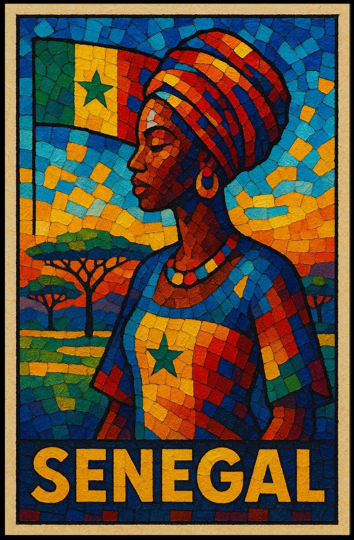 Senegal Mosaic Art Poster