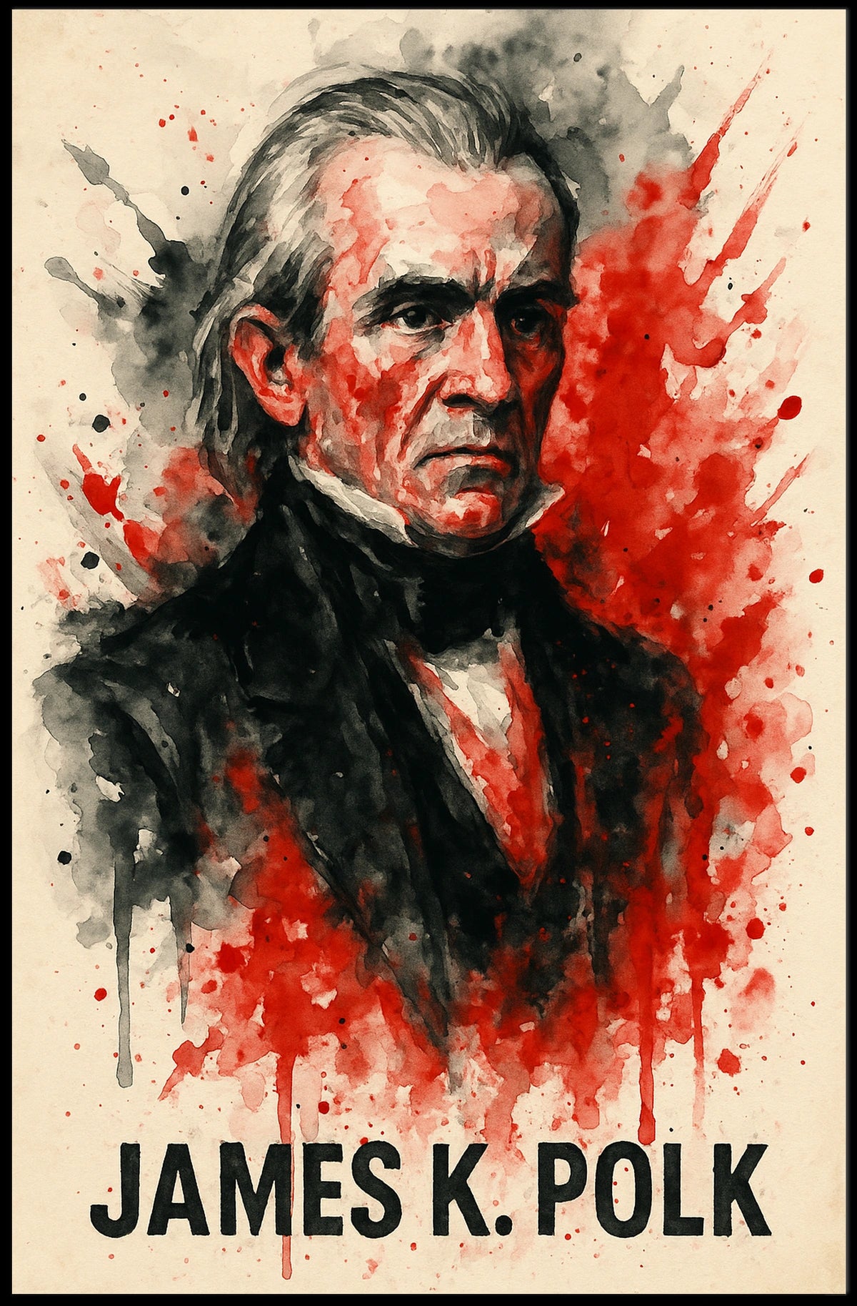 James K. Polk Portrait Vintage Historical or Presidential Poster