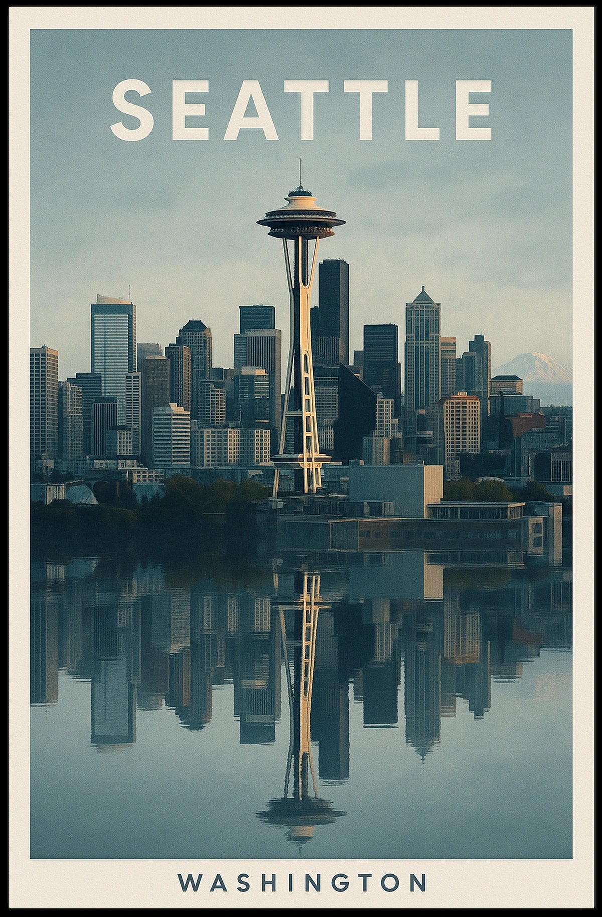 Seattle Skyline Reflection Poster