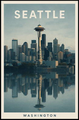 Seattle Skyline Reflection Poster