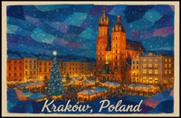 Krakow, Poland Festive Night Market Poster