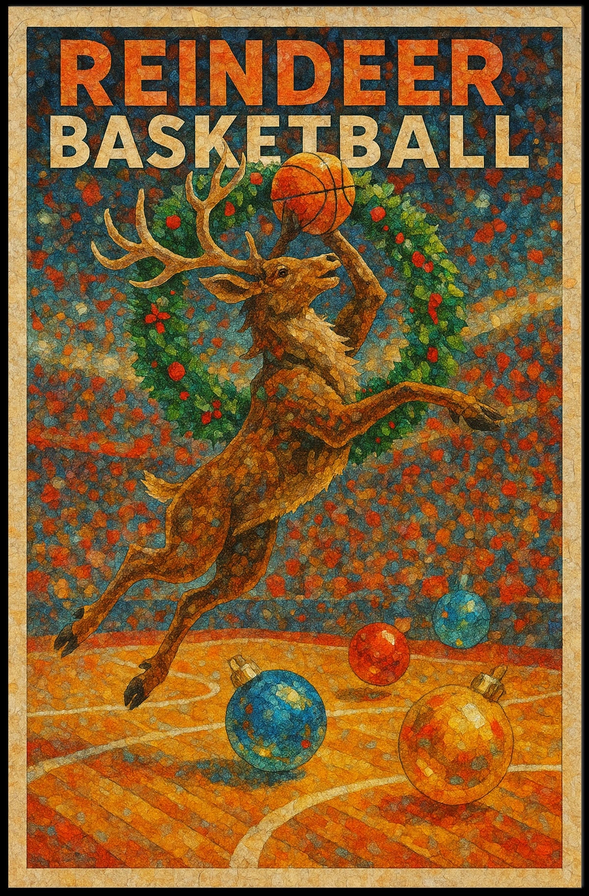 Reindeer Basketball Poster
