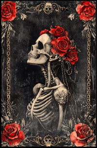 Gothic Floral Skeleton Art Print Pop Culture Poster