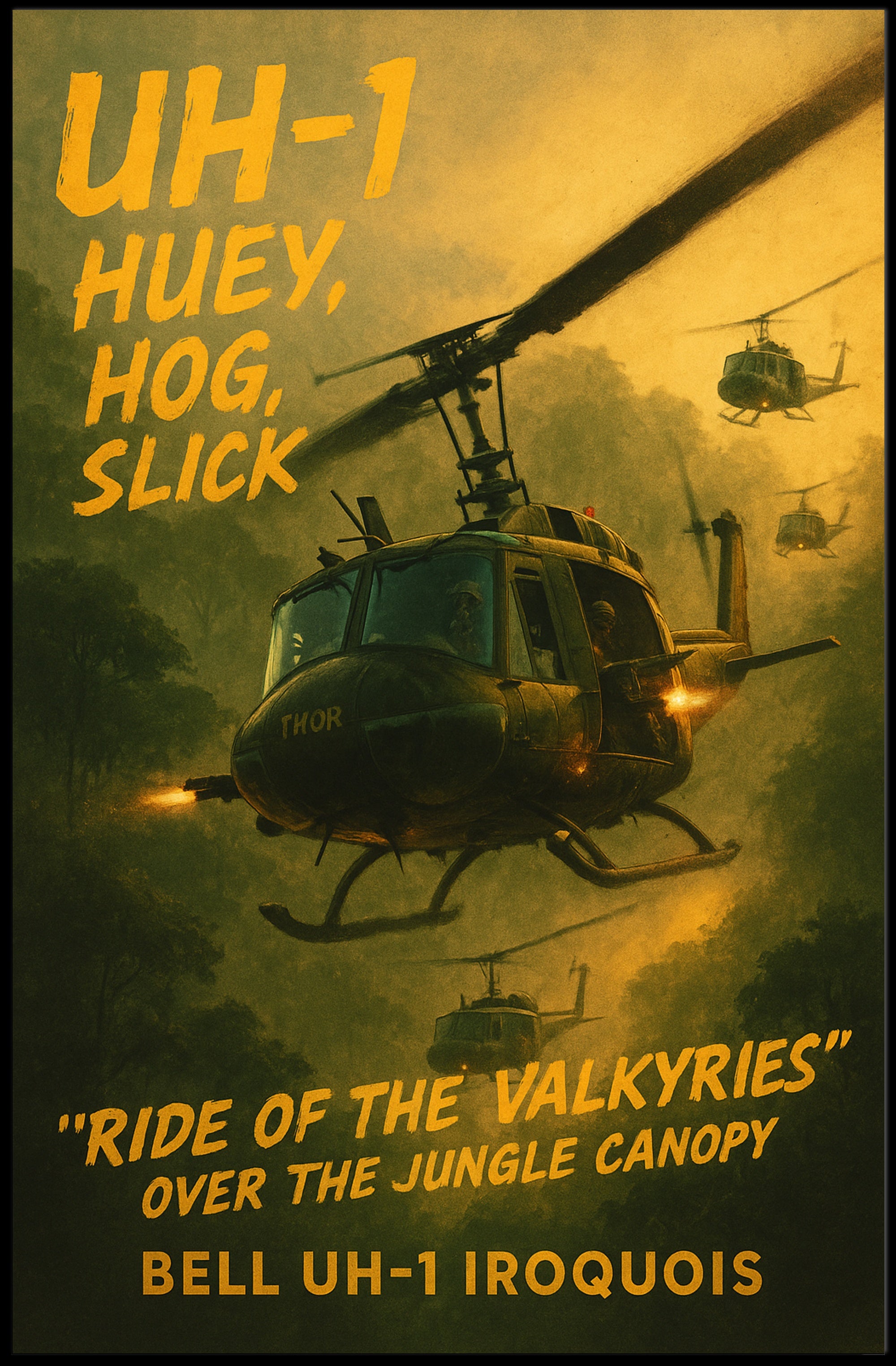 Vietnam War Era Bell UH-1 Iroquois Military Poster