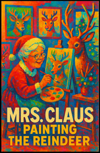 Mrs. Claus Painting The Reindeer Poster
