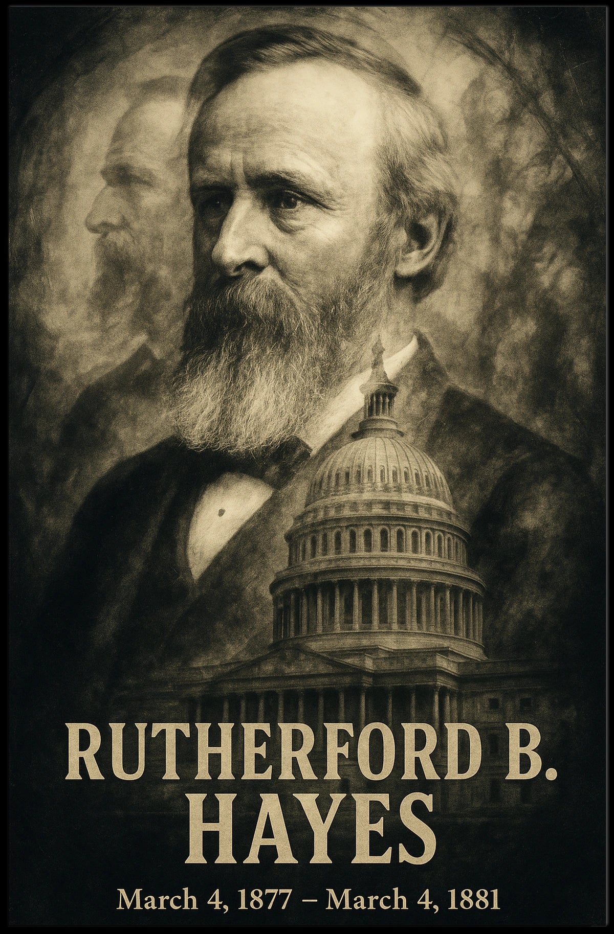 Rutherford B. Hayes 19th President of the United States Double Exposure Poster